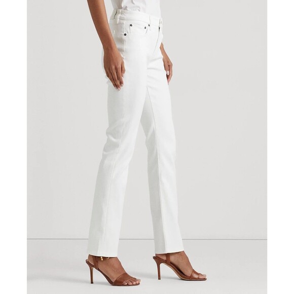 NWT $89.50 Lauren Ralph Lauren White Classic Straight Stretch Jeans Women Sz. 14 - Picture 2 of 16
